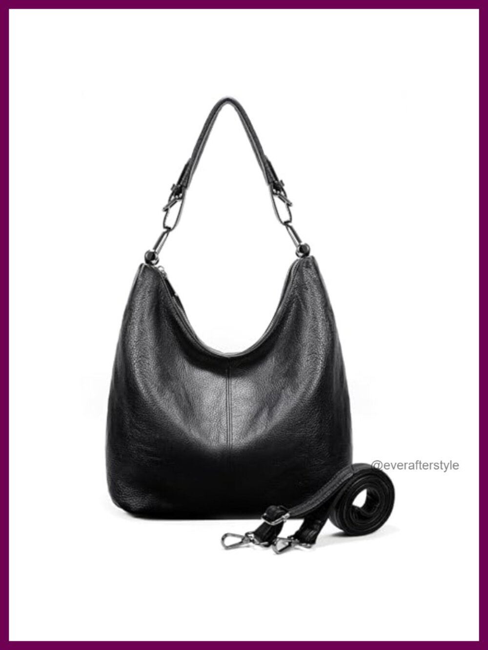 Genuine Leather Slouchy Hobo Shoulder Bag Purse with Adjustable Strap